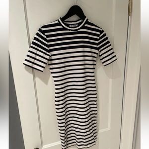 Alexander wang short sleeve stripe  dress size xs black and white navy? Natical
